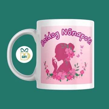 Boldog nőnapot rózsaszín - 330 ml mintás bögre