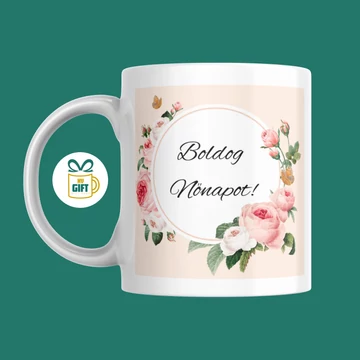 Boldog nőnapot rózsás - 330 ml mintás bögre