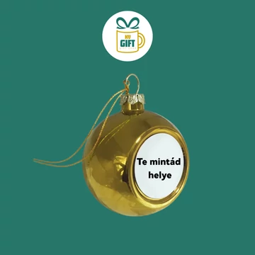 Személyre szabható - egyedi mintás karácsonyfa gömb 8cm arany