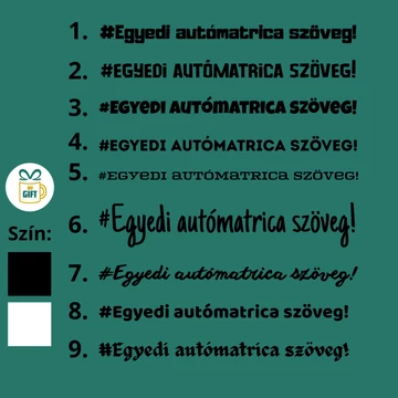 Személyre szabható - egyedi szöveg autómatrica fekete és fehér