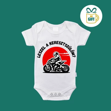 Leszel a keresztszülőm? - egyedi motoros mintás baba ruha