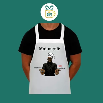 Mai menü: zabátok vagy nem zabáltok - egyedi mintás nagy konyhai kötény